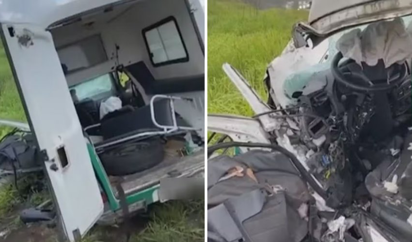  Idosa morre após acidente entre ambulância e carro na BR-101